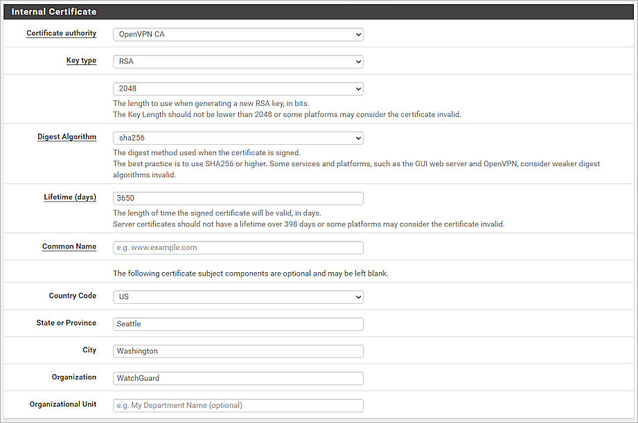 Screenshot of pfSense, Certificate 5